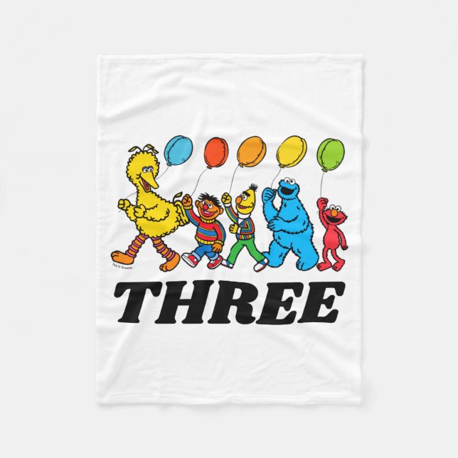 Sesame Street Pals 3rd Birthday Balloons Toddler  Fleece Blanket (Front)