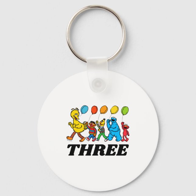 Sesame Street Pals 3rd Birthday Balloons Toddler  Keychain (Front)