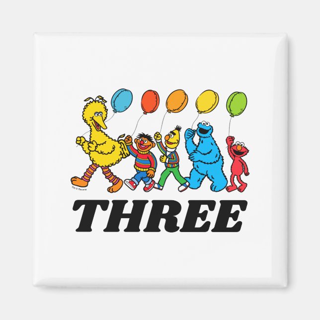 Sesame Street Pals 3rd Birthday Balloons Toddler  Magnet (Front)