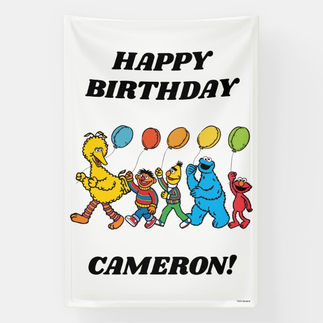 Sesame Street Pals Balloons Birthday Banner (Vertical)
