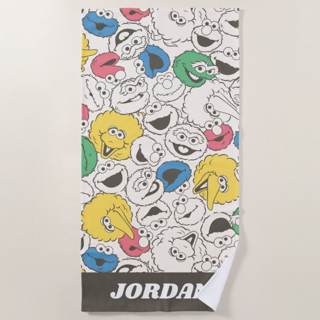 Sesame Street Pals | Big Head Core Pattern Beach Towel (Front)