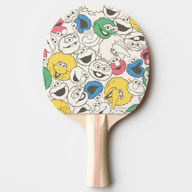 Sesame Street Pals | Big Head Core Pattern Ping Pong Paddle (Front)