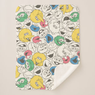 Sesame Street Pals   Big Head Core Pattern Sherpa Blanket