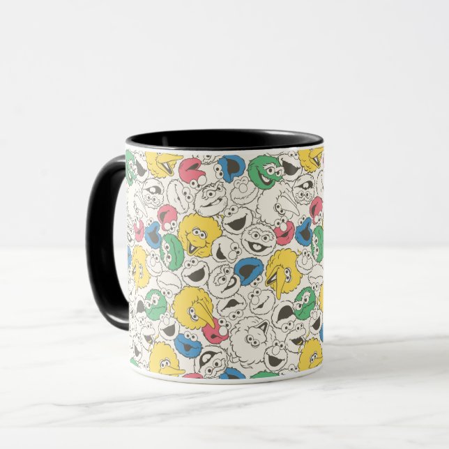 Sesame Street Pals | Big Head Vintage Pattern Mug (Front Left)