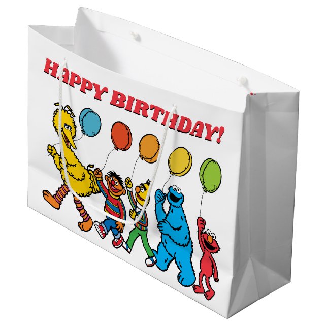 Sesame Street Pals | Birthday Balloons Large Gift Bag (Front Angled)