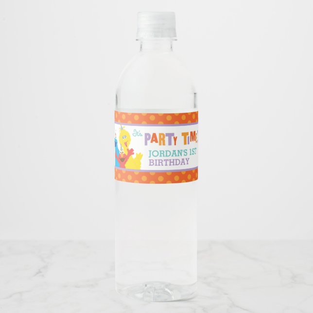 Sesame Street Pals Birthday Water Bottle Label (Front)