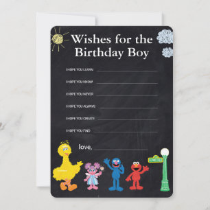 Sesame Street Pals Chalkboard Birthday Boy Wishes Card