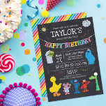 Sesame Street Pals Chalkboard Rainbow 2nd Birthday Invitation<br><div class="desc">Celebrate your child's Second Birthday with these super cure Sesame Street chalkboard invitations. Personalize by adding all your party details! © 2021 Sesame Workshop. www.sesamestreet.org</div>