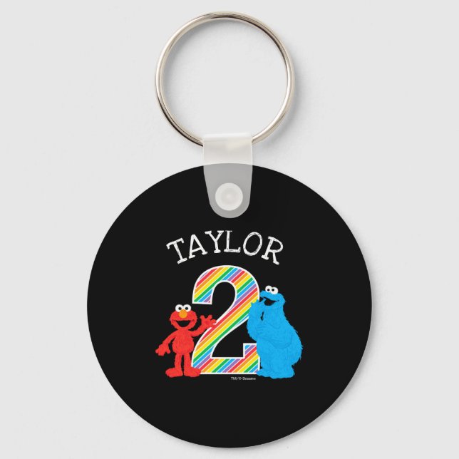 Sesame Street Pals Chalkboard Rainbow 2nd Birthday Keychain (Front)