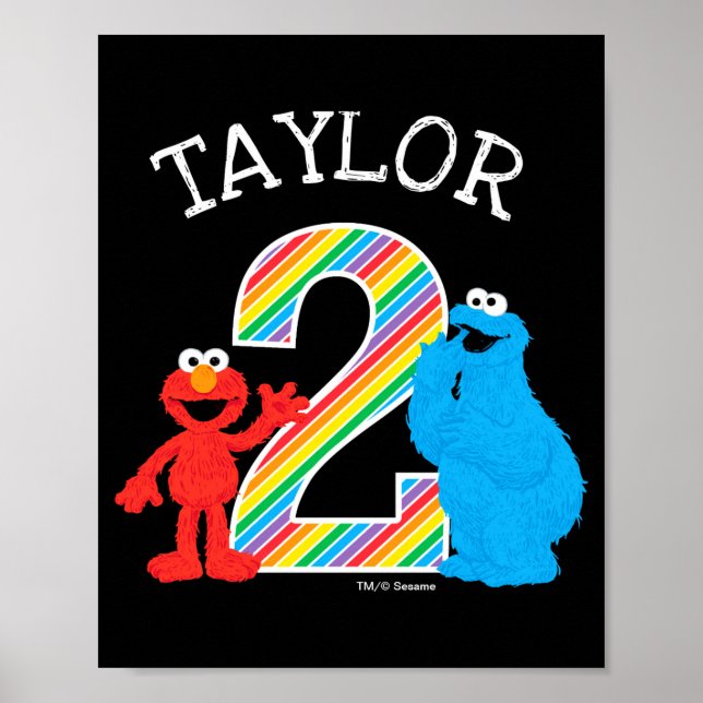 Sesame Street Pals Chalkboard Rainbow 2nd Birthday Poster (Front)