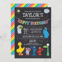 Sesame Street Pals Chalkboard Rainbow 4th Birthday