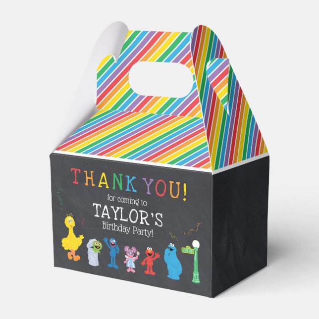 Sesame Street Pals Chalkboard Rainbow Birthday Favor Box (Front Side)