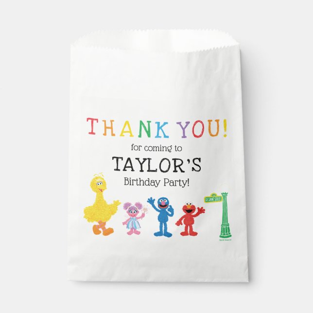 Sesame Street Pals Chalkboard Rainbow Birthday Favour Bag (Front)