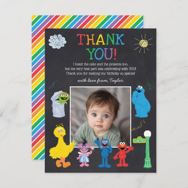 Sesame Street Pals Chalkboard Rainbow Thank You (Front/Back)