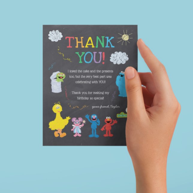 Sesame Street Pals Chalkboard Rainbow Thank You Card (Creator Uploaded)