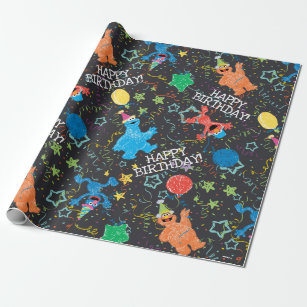 Sesame Street Pals Chalkboard Rainbow Wrapping Paper