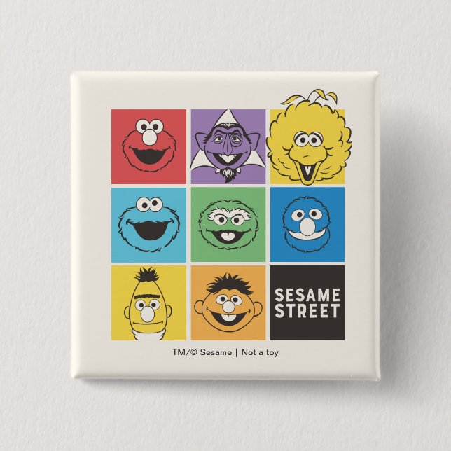 Sesame Street Pals | Colour Blocks 2 Inch Square Button (Front)
