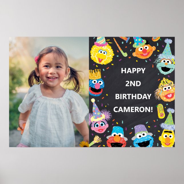 Sesame Street Pals Confetti Birthday Photo Poster (Front)