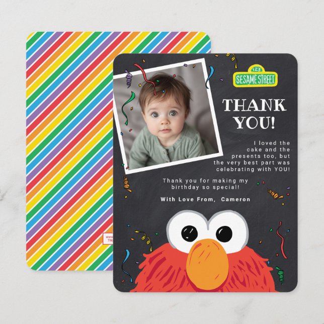 Sesame Street Pals Confetti Birthday Thank You Card (Front/Back)