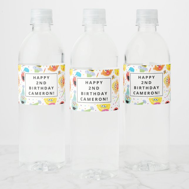 Sesame Street Pals Confetti Birthday Water Bottle Label (Bottles)