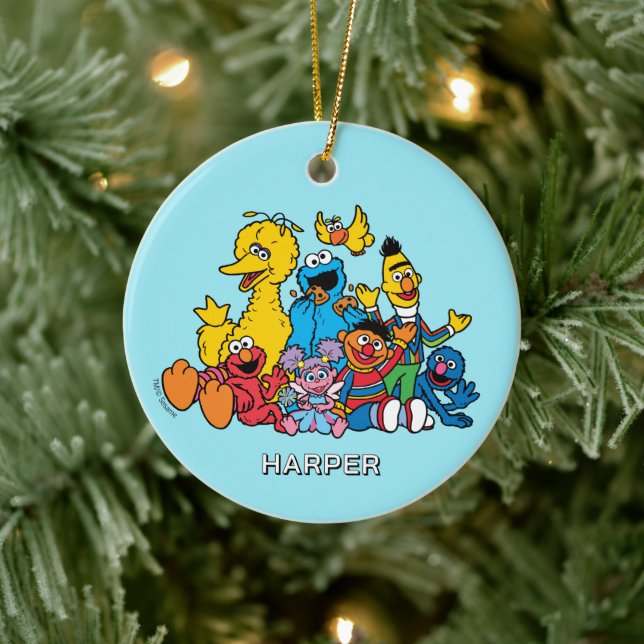 Sesame Street Pals | Customized Name & Photo Ceramic Ornament (Tree)