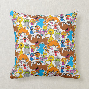 Sesame Street Pals Doodley Pattern Throw Pillow