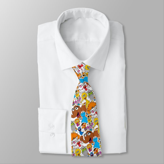 Sesame Street Pals Doodley Pattern Tie (Tied)