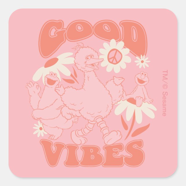 Sesame Street Pals | Good Vibes Square Sticker (Front)