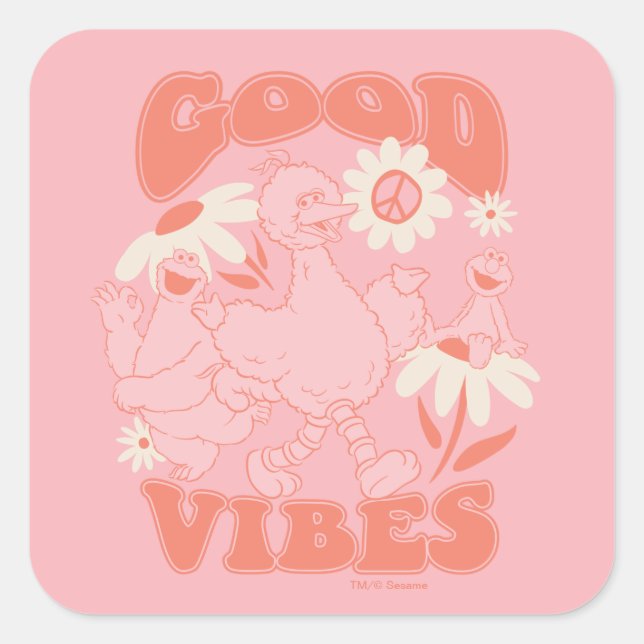 Sesame Street Pals | Good Vibes Square Sticker (Front)