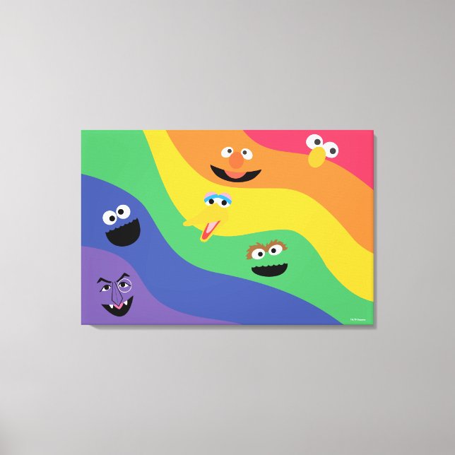 Sesame Street Pals Rainbow Stretched Canvas Print (Front)
