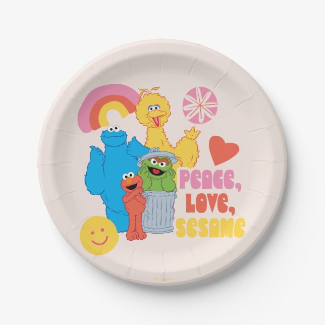 Sesame Street | Peace, Love, Sesame Paper Plate (Front)
