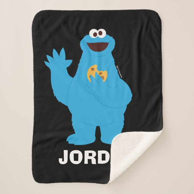 Sesame Street | Personalized Cookie Monster Sherpa Blanket (Front)