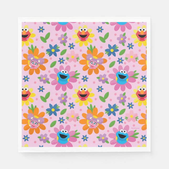 Sesame Street Pink Floral Pattern Napkin (Front)