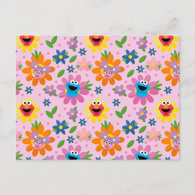 Sesame Street Pink Floral Pattern Postcard (Front)