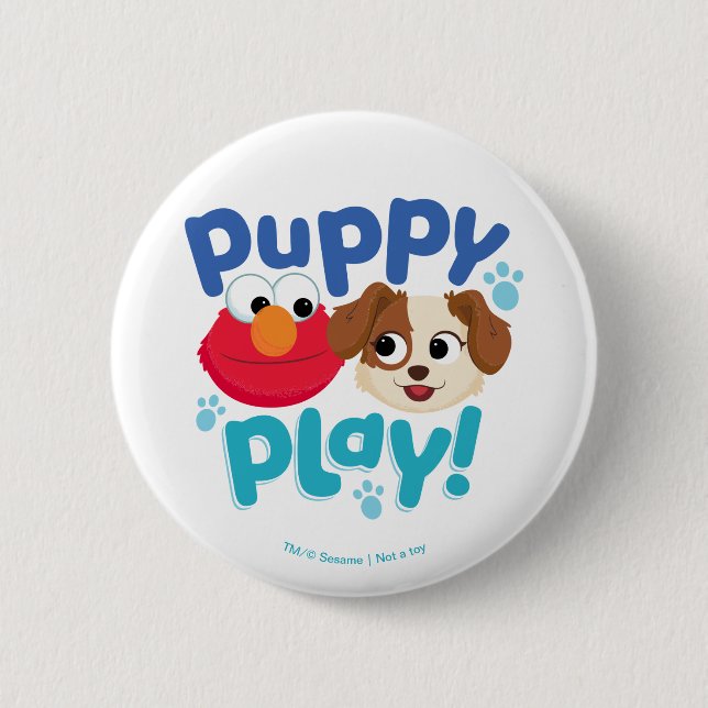 Sesame Street | Puppy Play Elmo & Tango 2 Inch Round Button (Front)