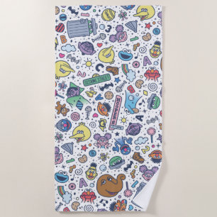 Sesame Street   Sesame Pals Doodle Pattern Beach Towel