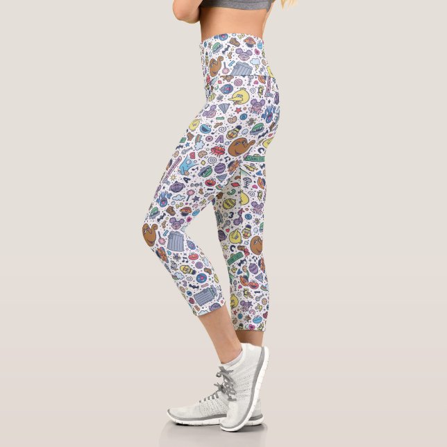 Sesame Street | Sesame Pals Doodle Pattern Capri Leggings (Left)