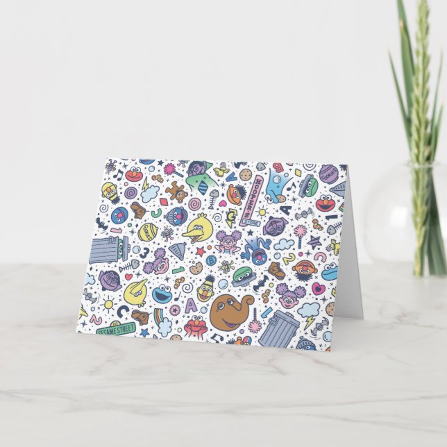 Sesame Street | Sesame Pals Doodle Pattern Holiday Card (Front)