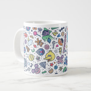 Sesame Street   Sesame Pals Doodle Pattern Large Coffee Mug