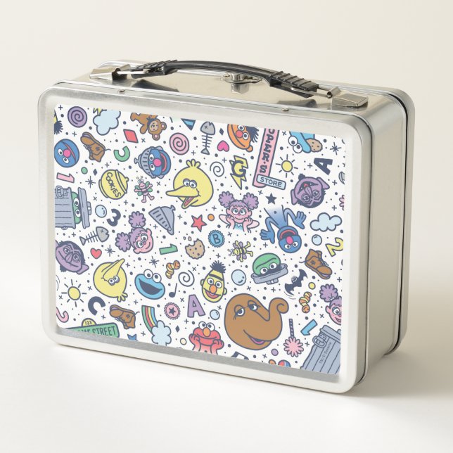 Sesame Street | Sesame Pals Doodle Pattern Metal Lunch Box (Back)