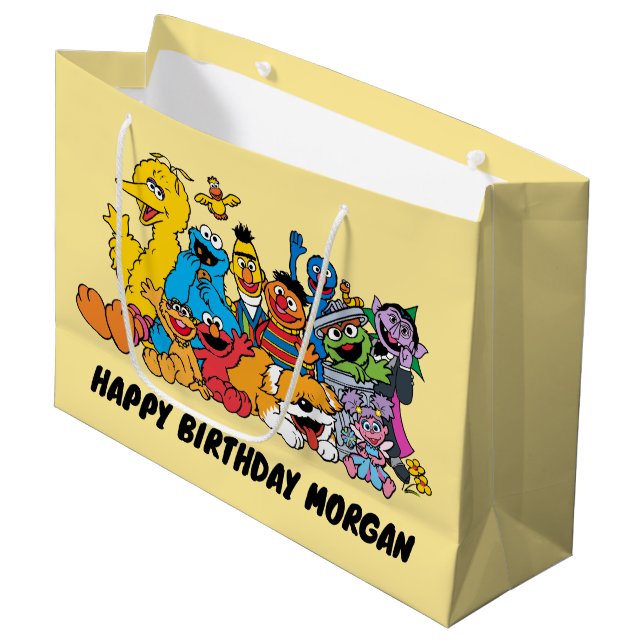 Sesame Street | Sesame Pals | Happy Birthday Large Gift Bag (Front Angled)