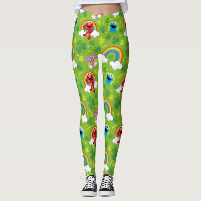 Sesame Street Shamrock and Rainbow Pattern Leggings (Front)