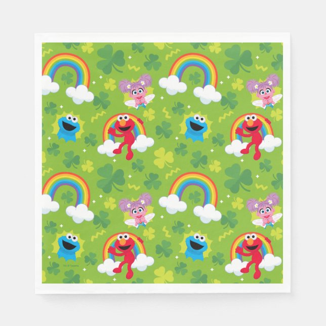 Sesame Street Shamrock and Rainbow Pattern Napkin (Front)