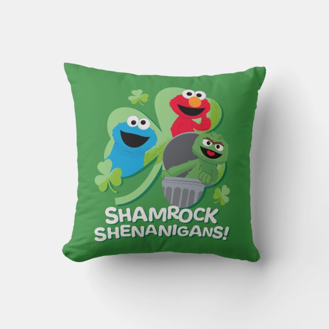 Sesame Street | Shamrock Shenanigans! Throw Pillow (Front)