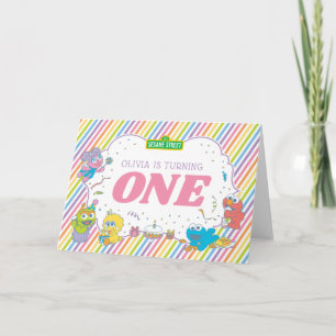 Sesame Street Striped First Birthday Card