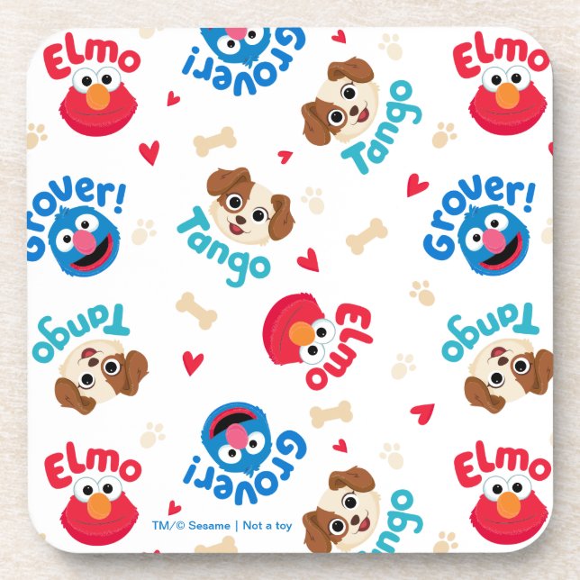 Sesame Street | Tango, Elmo, & Grover Pattern Coaster (Front)