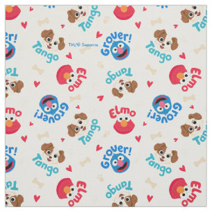 Sesame Street   Tango, Elmo, & Grover Pattern Fabric