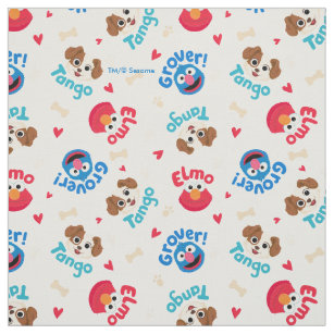 Sesame Street   Tango, Elmo, & Grover Pattern Fabric