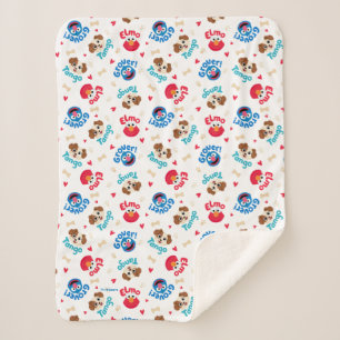 Sesame Street Tango, Elmo, & Grover Pattern Sherpa Blanket