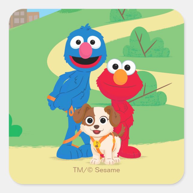 Sesame Street | Tango With Grover & Elmo Square Sticker (Front)